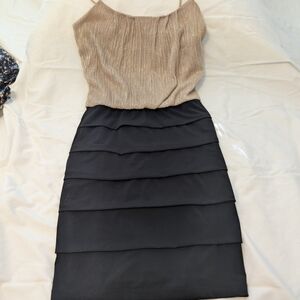 Elegant Black and Gold Prom Dress